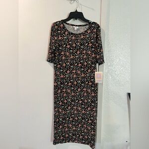 LuLaRoe Black Floral Midi Dress